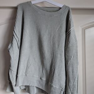 American Eagle Outfitters Light Green Waffle Knit Sweater